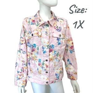 CJ Banks Floral Jacket, Size 1x